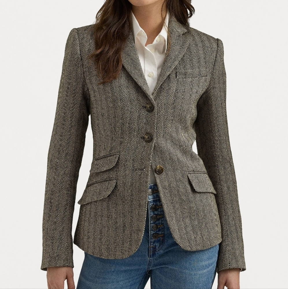 Women's Gray Herringbone Blazer
